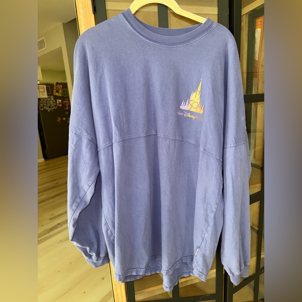 Walt Disney World 50th Anniversary Spirit Jersey tee pullover LongSleeve glitter - Picture 3 of 13
